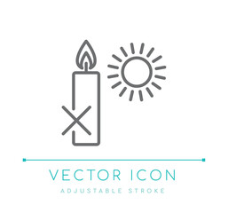 Keep Away from Direct Sunlight Candle Line Icon