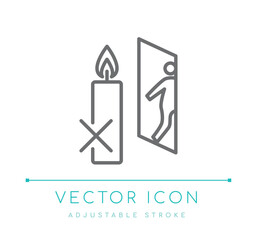 Do Not Leave Unattended Candle Line Icon