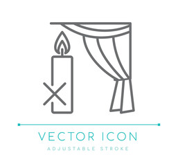 Keep Away from Curtains Candle Line Icon