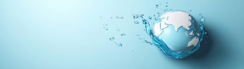 Obraz premium Earth globe splashing in water, isolated on blue background.