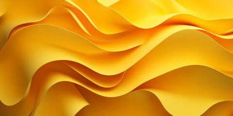 Obraz premium Abstract folded paper effect. 3d render, abstract minimal vivid yellow isolated background. wavy abstract