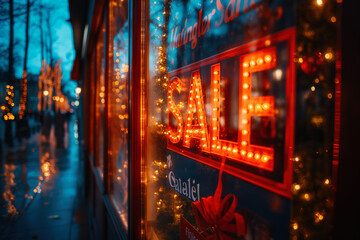Christmas Sale, "Sale" Text Sign On The Store