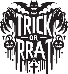 Trick or treat Halloween typography design silhouette vector illustration isolated on a white background