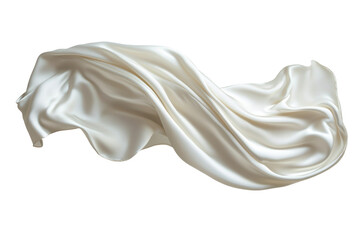 Flowing white silk fabric in motion, with smooth and soft texture. The luxurious fabric drapes elegantly, creating a sense of fluidity and grace. Isolated on transparent background, png.
