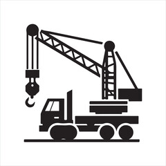 Crane icon silhouette on white background
