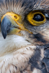 Lanner Falcon Eye (Falco biarmicus), common in open landscapes and cliffs across Europe and Africa