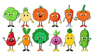 Download Vegetable  Character Illustration Vector Art Eps File For Design.