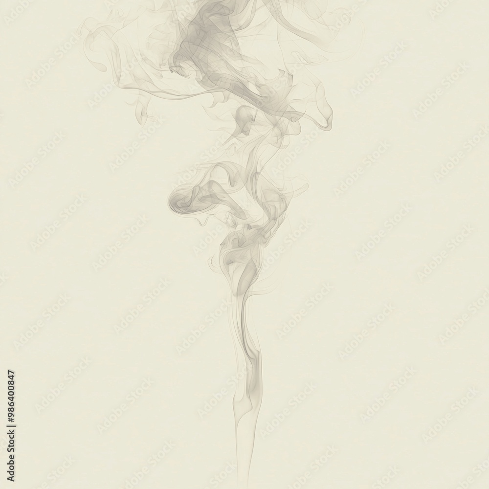 Poster soft gray smoke billows upward, creating intricate patterns that fade into transparency. the delicat