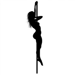 Pole Dancer Silhouette, Illustration Isolated On White Background