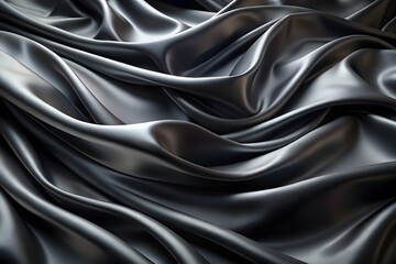 Obraz premium Elegant Black Silk Waves. Luxury Abstract Liquid Cloth Folds Background and Wallpaper Design