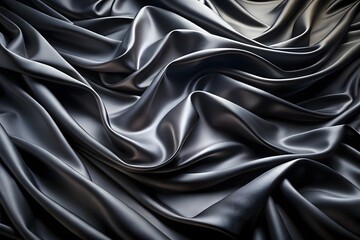 Obraz premium Elegant Black Silk Waves. Luxury Abstract Liquid Cloth Folds Background and Wallpaper Design