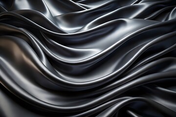 Fototapeta premium Elegant Black Silk Waves. Luxury Abstract Liquid Cloth Folds Background and Wallpaper Design
