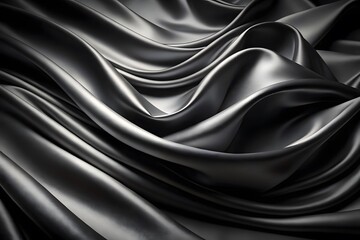 Fototapeta premium Elegant Black Silk Waves. Luxury Abstract Liquid Cloth Folds Background and Wallpaper Design