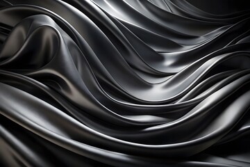 Fototapeta premium Elegant Black Silk Waves. Luxury Abstract Liquid Cloth Folds Background and Wallpaper Design