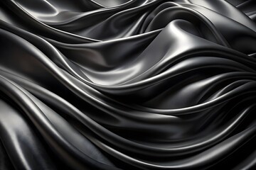 Obraz premium Elegant Black Silk Waves. Luxury Abstract Liquid Cloth Folds Background and Wallpaper Design