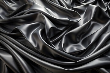 Obraz premium Elegant Black Silk Waves. Luxury Abstract Liquid Cloth Folds Background and Wallpaper Design