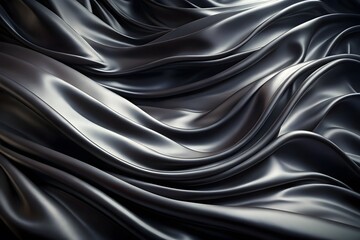Fototapeta premium Elegant Black Silk Waves. Luxury Abstract Liquid Cloth Folds Background and Wallpaper Design
