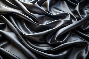 Fototapeta premium Elegant Black Silk Waves. Luxury Abstract Liquid Cloth Folds Background and Wallpaper Design