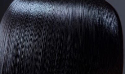 Shiny, black, straight hair.