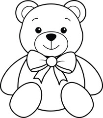 Adorable Plush Teddy Bear with Charming Bow Vector Illustration

