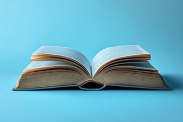 Open book on a blue backgroun