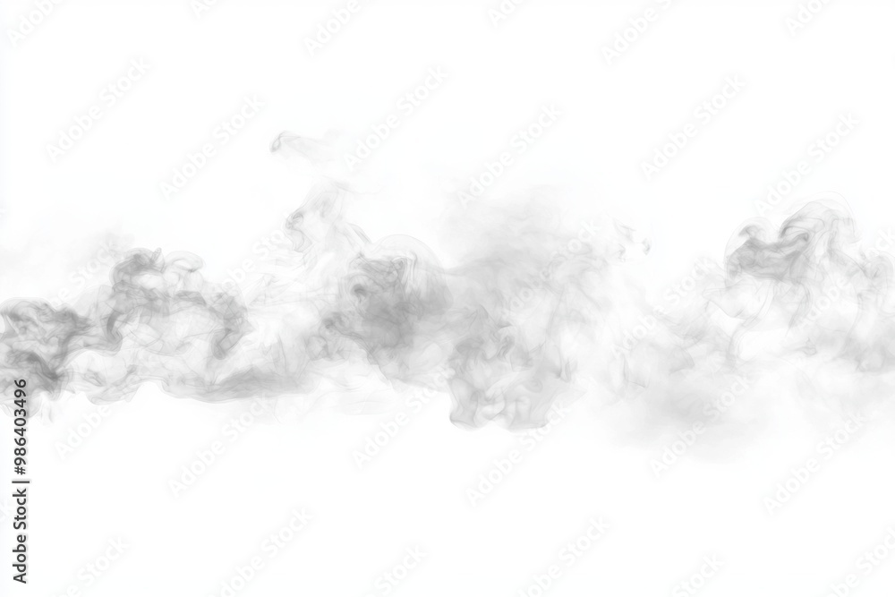 Poster dense cloud of gray smoke rises softly, creating a captivating contrast with the bright white backgr