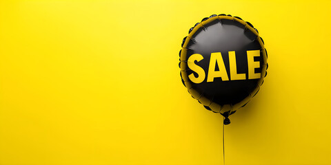 Obraz premium Black balloon with the text SALE. Banner for Black Friday or seasonal sale. Sale template with copy space. Christmas sale. 