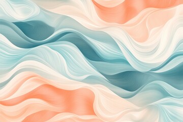 Fototapeta premium Abstract Pastel Gradient with Soft Wavy Feathery Lines Creating a Serene, Floating Pattern