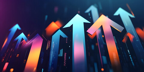 A stylized graphic of an upward-pointing arrows symbolizing business development, growth, and dynamic success in a corporate or financial context