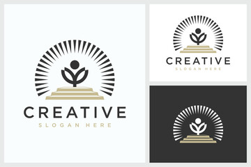 Leader Design Inspiration With Sun Shadow. Leader Vector Logo Design Template With Sun Shadow, Leader Logo Design Vector Illustration With Sun Shadow