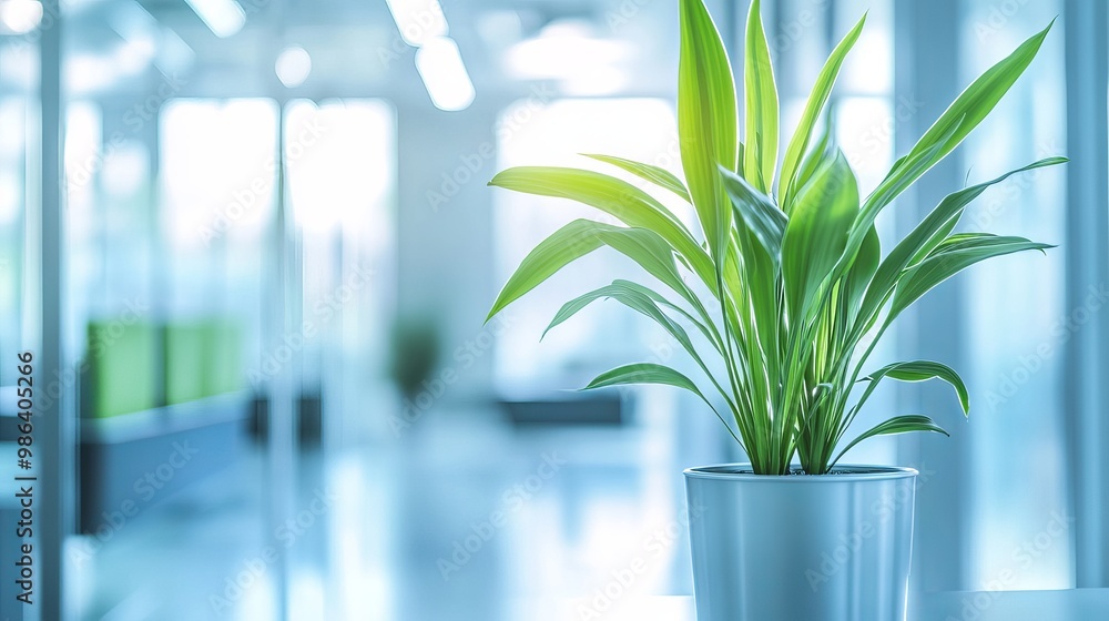 Poster bright and clean office environment with abstract background perfect for a sleek professional settin