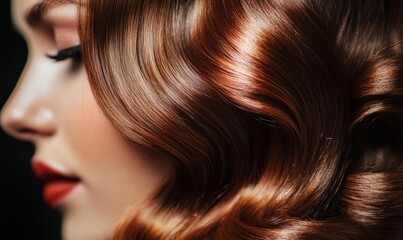 Obraz premium Close-up of a woman's red hair and lips.