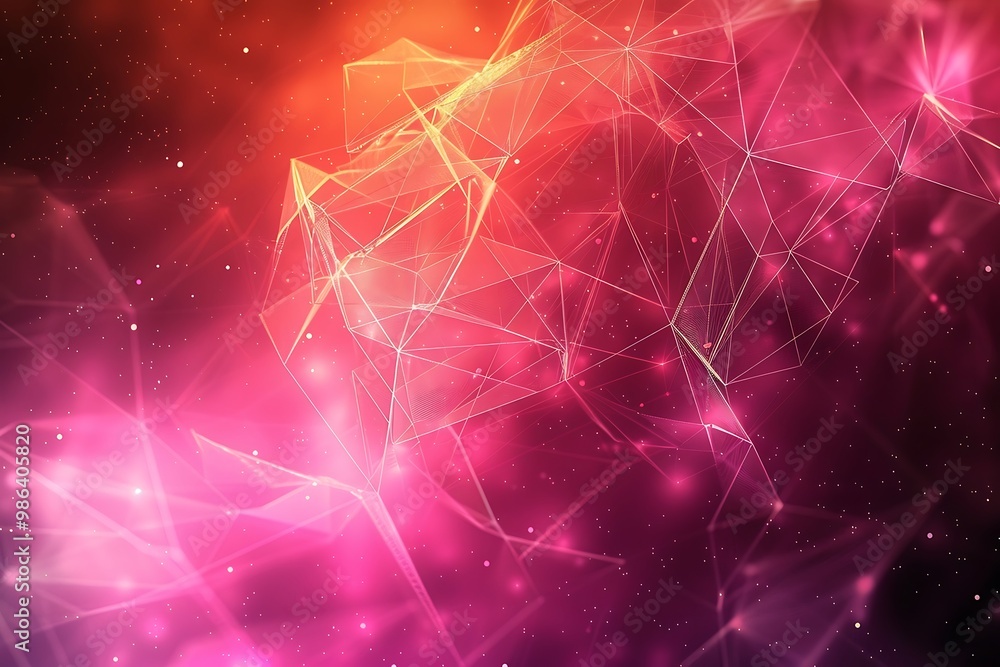 Aufkleber abstract polygonal space low poly dark background with connecting dots and lines
