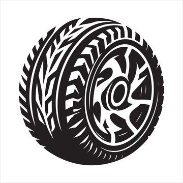 recommend clip art: Tire icon silhouette on white background
                    
