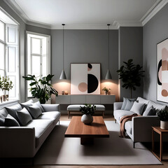 modern living room with table