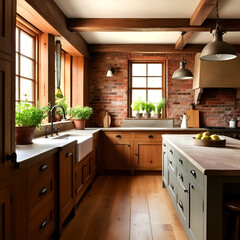 modern kitchen interior with kitchen furniture