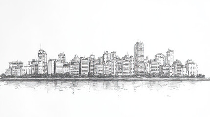 Salto, Uruguay, black and white pen pencil hand-drawn effect drawing illustration for travel poster, card, wallpaper, backdrop or banner. Modern, clear, artistic and simple