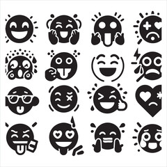 Emoji icon silhouette on white background
