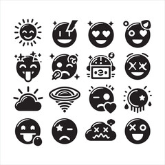 Emoji icon silhouette on white background
