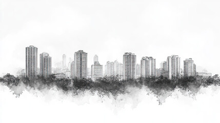 Obraz premium San Fernando, Philippines, black and white pen pencil hand-drawn effect drawing illustration for travel poster, card, wallpaper, backdrop or banner. Modern, clear, artistic and simple