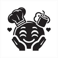 Emoji icon silhouette on white background
