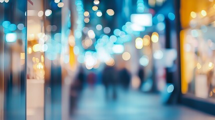 Fototapeta premium Pedestrian mall with blurred abstract background Bokeh effects create a vibrant and dynamic scene great for business or retailfocused presentations