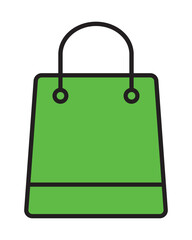 Shopping bag icon - vector line icon. Green eco Shopping bag empty, vector illustration isolated on white background. E-Shop, business and online shopping concept.