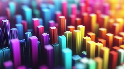 Obraz premium financial data trends with colorful bar charts, displaying stock market investment performance going up and down, perfect for analyzing business growth and decline