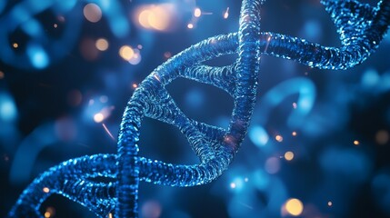 Abstract Blue DNA Helix with Bokeh Background