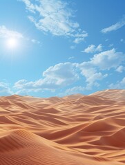 Fototapeta premium A desert landscape with a bright sun shining down on the sand