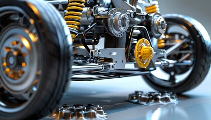 Fototapeta premium A detailed diagram showcasing the differences between front and rear car suspension systems