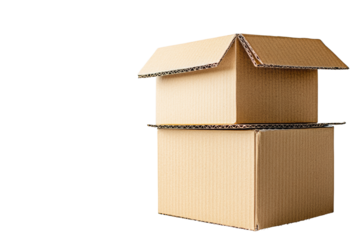 Recyclable corrugated cardboard packaging, sturdy and ecofriendly,Isolated on transparent background