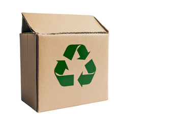 Recyclable packaging box with green logo, ecofriendly and sustainable,Isolated on transparent background