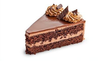 Delicious Chocolate Cake Slice with Cream and Toppings